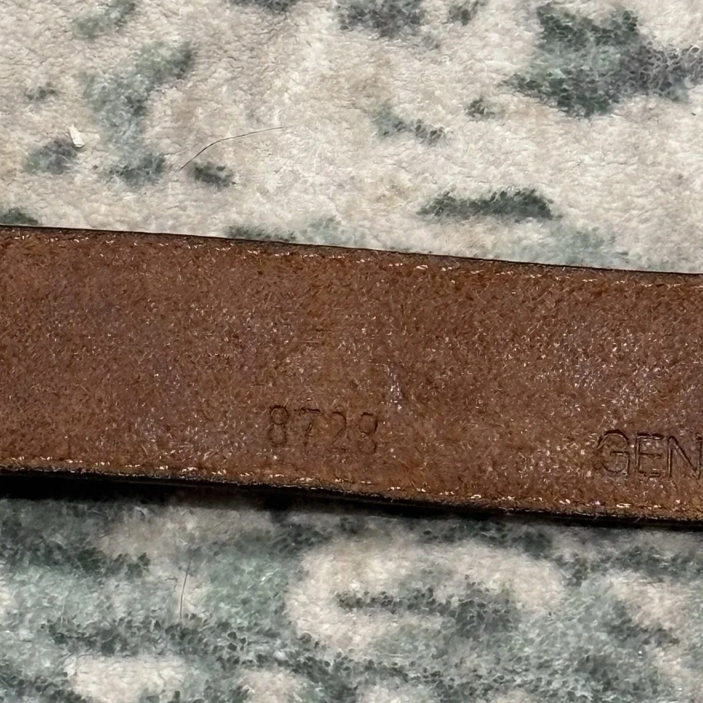 brown leather belt  silver medallions Size 42